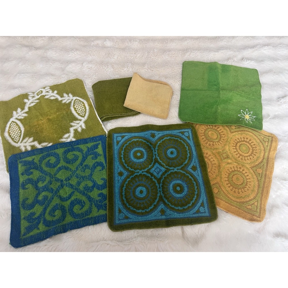 VTG Lot 7 Mod MCM Fieldcrest Martex St. Mary Bathroom Decor 70s Washcloth lot